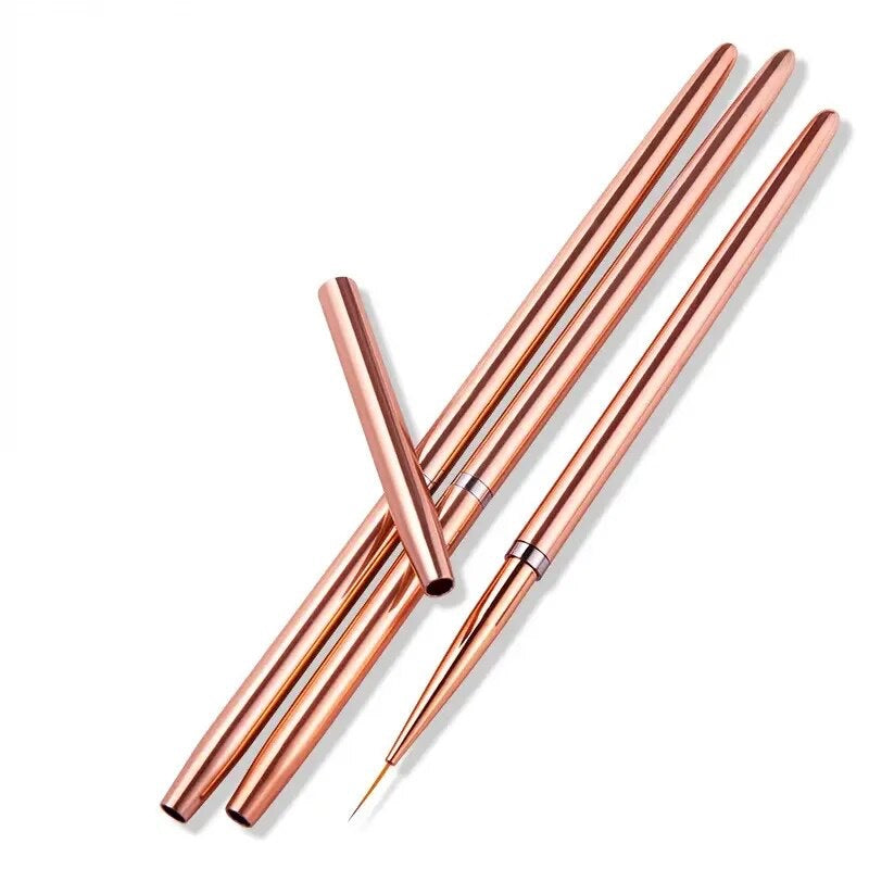 Nailart Pinsel- Fineliner in drei Größen / kurz 7 cm / Mittel 9 cm/ lang 11 cm / Rose - Gold