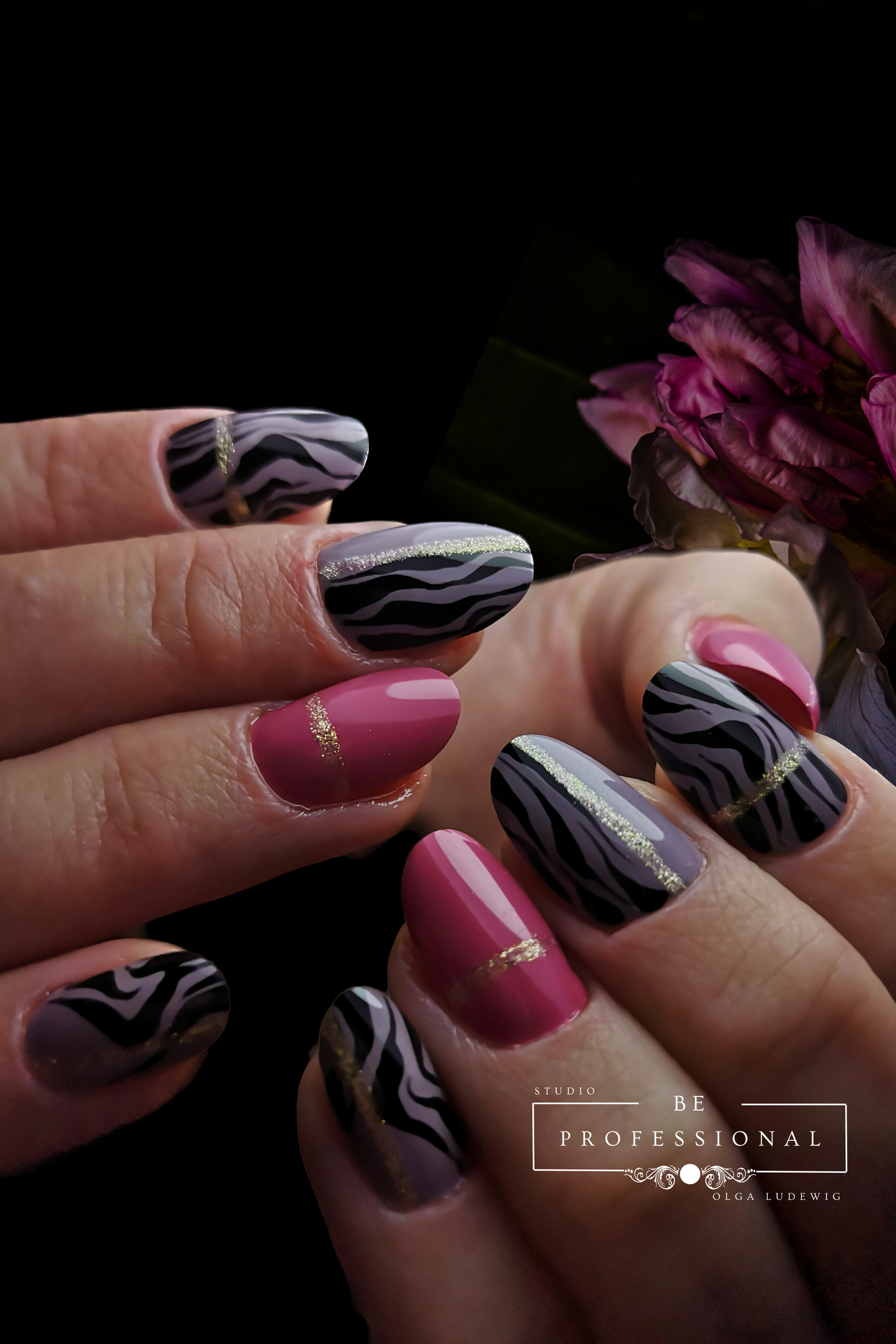 Nailart Pinsel- Fineliner in drei Größen / kurz 7 cm / Mittel 9 cm/ lang 11 cm / Rose - Gold