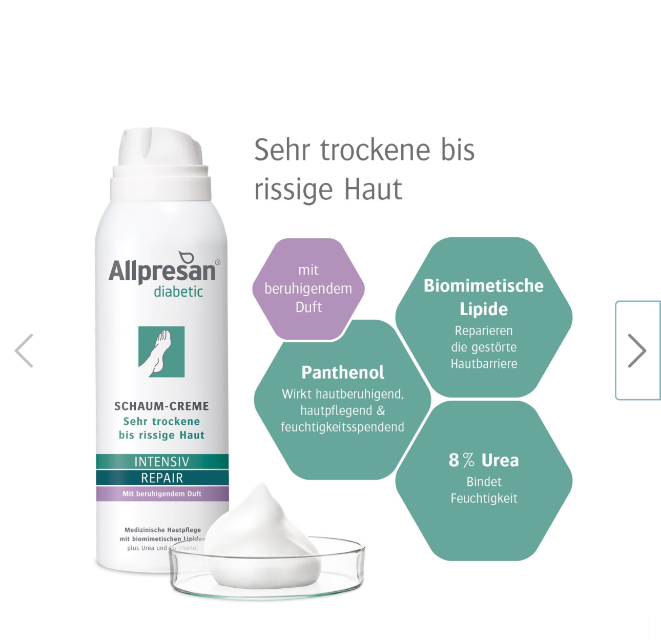 200 ml Allpresan diabetic
Schaum-Creme INTENSIV + REPAIR mit Urea