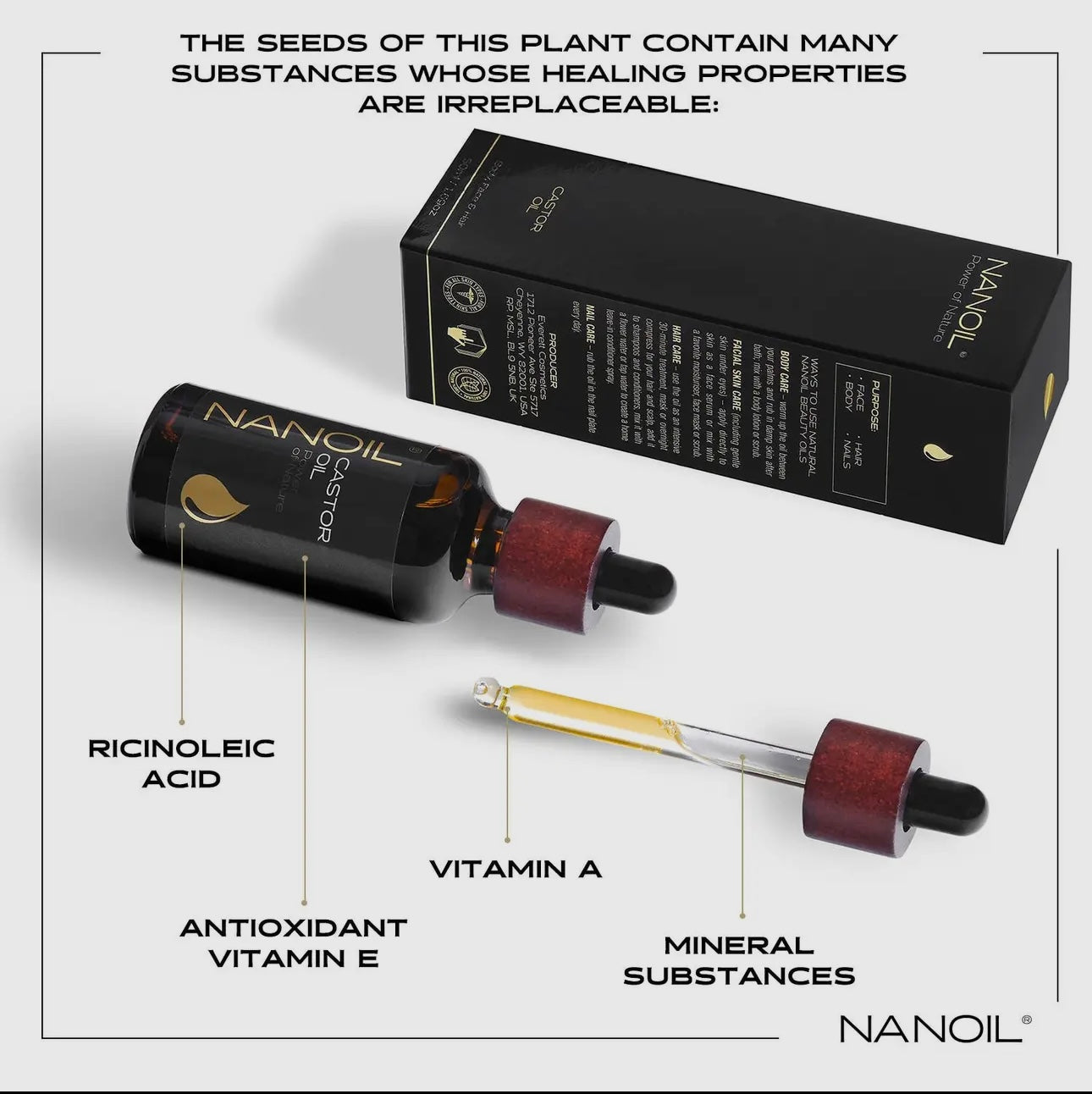 Nanoil Rizinusöl - organisch, kaltgepresst und unraffiniert