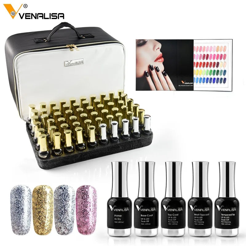 VENALISA Gellack Set, 120 Stück Farben, je 12ml, Ink Tasche + FarbPalette Hemafrei für Maniküre und Pediküre