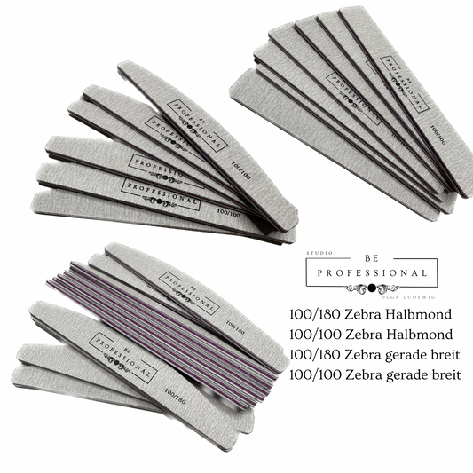 200 Stück / SPAR - Paket / Professionelle Nagelfeilen BE PROFESSIONAL  weiß/Zebra 100/100 oder 100/180